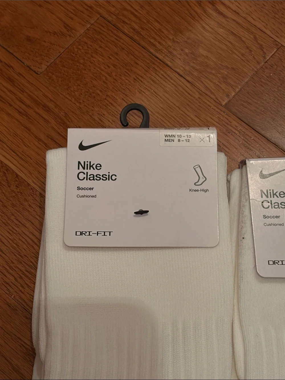 Nike Soccer White Socks with Black Swoosh - 2 Pack unisex